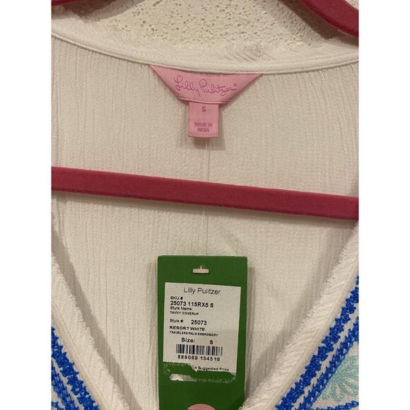 Lilly Pulitzer Tavvy Coverup Womens Small Tansy Resort Palm Embroidered Beach Sw - Picture 3 of 4